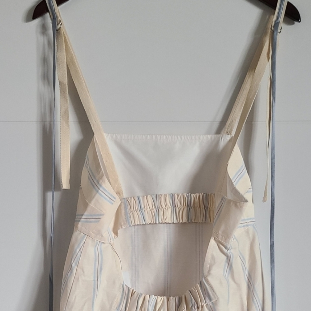 Lee Mathews Madox Cutout Striped Shantung Top, Size 6, Off-White | Blue, Nwt — image 8 of 8